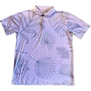 Swannies Tropical Printed Muted Pink Short Sleeve Golf Polo Mens Shirt Size XL